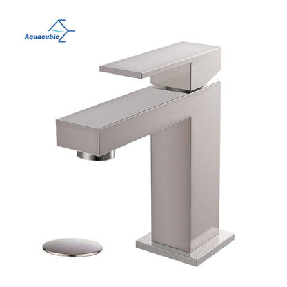 Aquacubic Single Hole Brushed Nickel CUPC Bathroom Healthy Basin Faucet Stocks in USA
