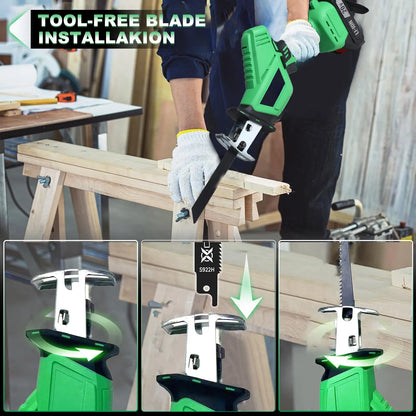 20V Cordless Electric Reciprocal Saw DIY Grade for Metal Wood PVC Plastic-Local US Warehouse