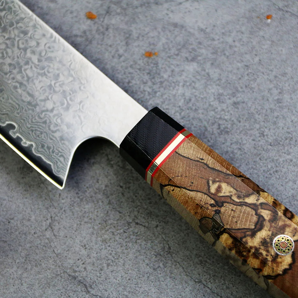 High Quality 67 Layers Damascus VG 10 Steel Kitchen Knife Set with Premium Resin Burl Wood Handle Kiritsuke Knife