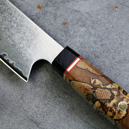 High Quality 67 Layers Damascus VG 10 Steel Kitchen Knife Set with Premium Resin Burl Wood Handle Kiritsuke Knife