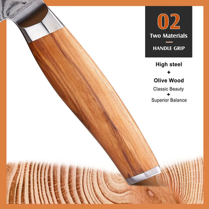 Original Design 5 Inch 67 Layers VG10 Damascus Steel Kitchen Knives Cutlery Restaurant Steak Beef Knife with Olive Wood Handle