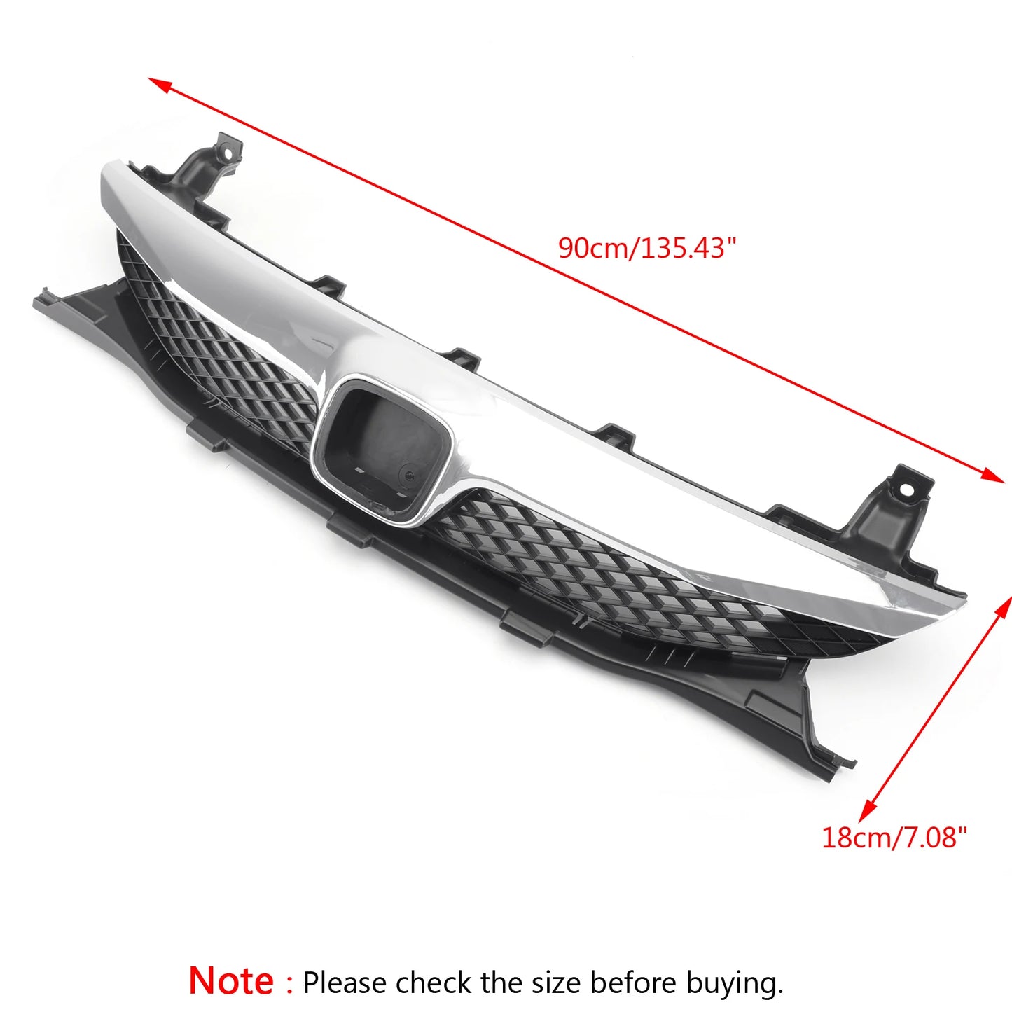 Areyourshop Front Bumper ABS Grille Grill Replacement for Honda Civic Sedan 4 Door 2009 2010 2011 With Logo