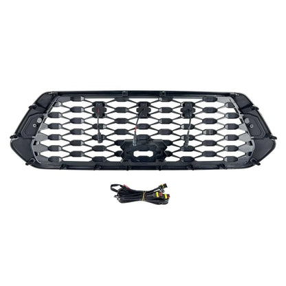 US Stock Front Mesh Matte Black Grille With Amber Lights for 2016-2021 Toyota Tacoma