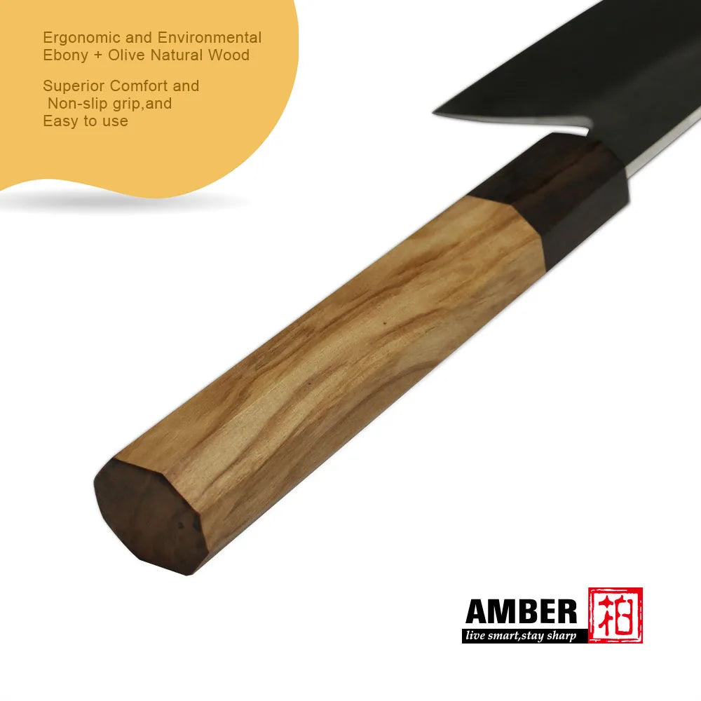 Yang Jiang Stainless Steel Knife 440c 9 Pcs Knives Set with Premium Nautral Olive Wood Handle