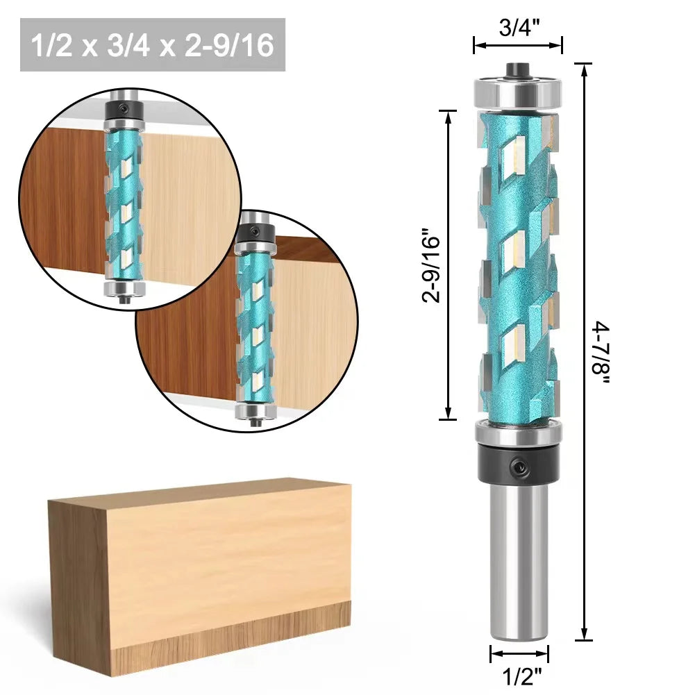 L-N279 12mm 1/2" Shank Flush Trim Solid Carbide Spiral Top Bearing Cnc Router Bit Compression-cut End Mill Bit Face Wood Milling