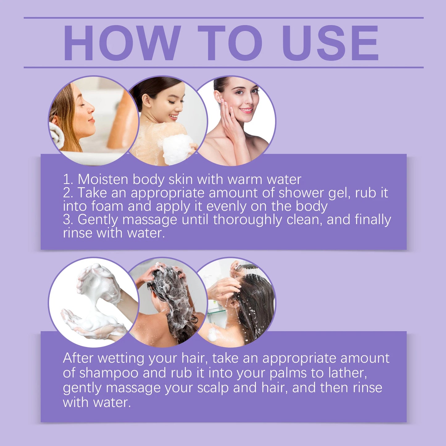 Jaysuing Lavender Shampoo & Shower Set Gently Cleans And Moisturizes Body, Skin And Scalp