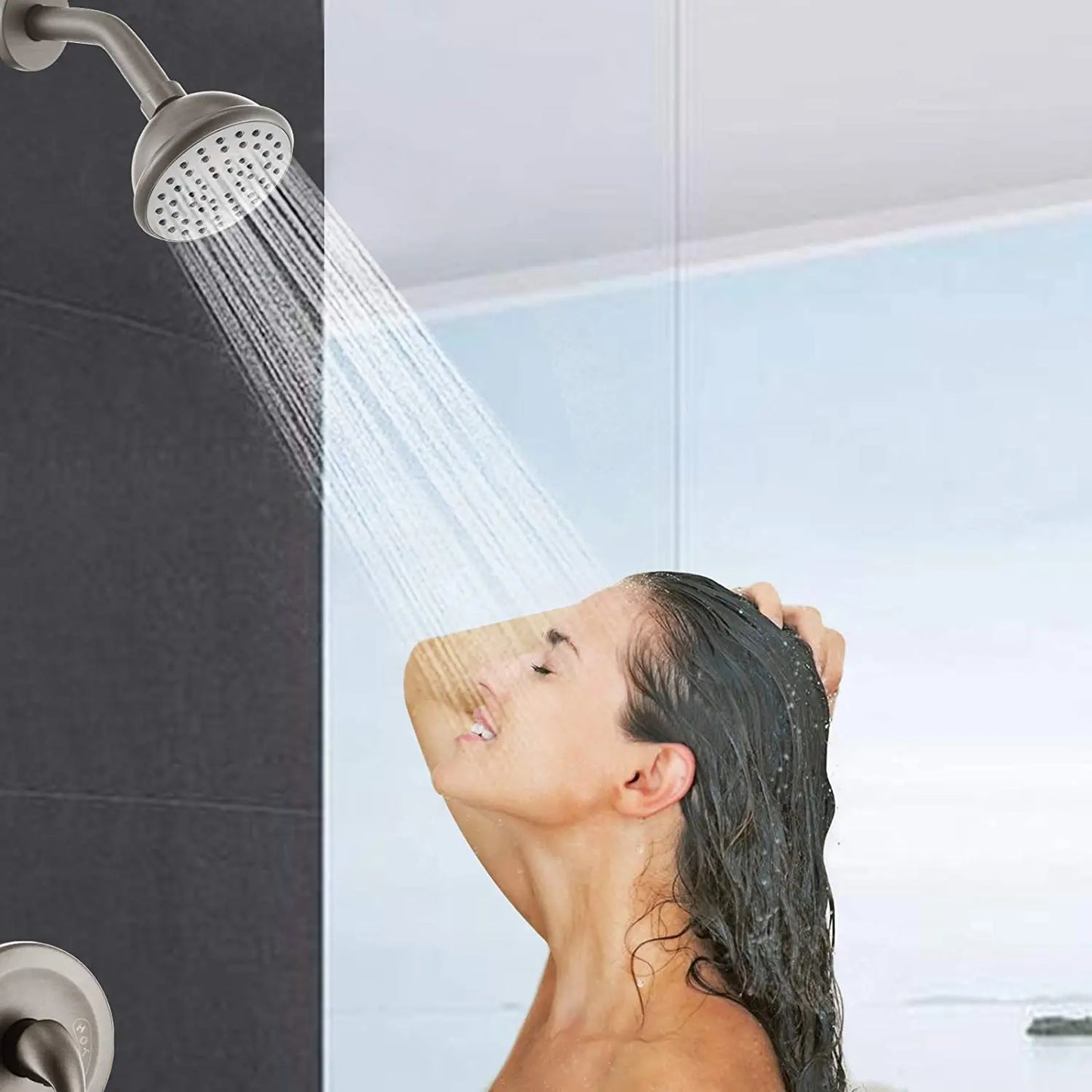 USA Warehouse Delivery CUPC Wall Mounted High-pressure Bath Shower Mixer Set with Pressure Balance Valve and Tub Spout