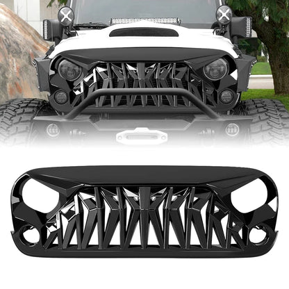 Custom Grille for 2007-2018 jeep wrangler Jk Bumper Shark Grill Front Bumper Grille Glossy Black