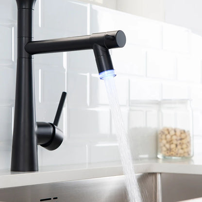 High Quality Contemporary Style Kitchen Sink Faucet LED Cone-Shaped with Sprayer 5-Year Warranty Brass Body Ceramic Valve Core