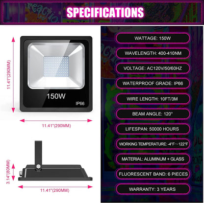 LED BLACK LIGHT Us Stock 80w 100w Backyard Weeding Dj Nightclub House Disco Party Led Flashing Stage Lights
