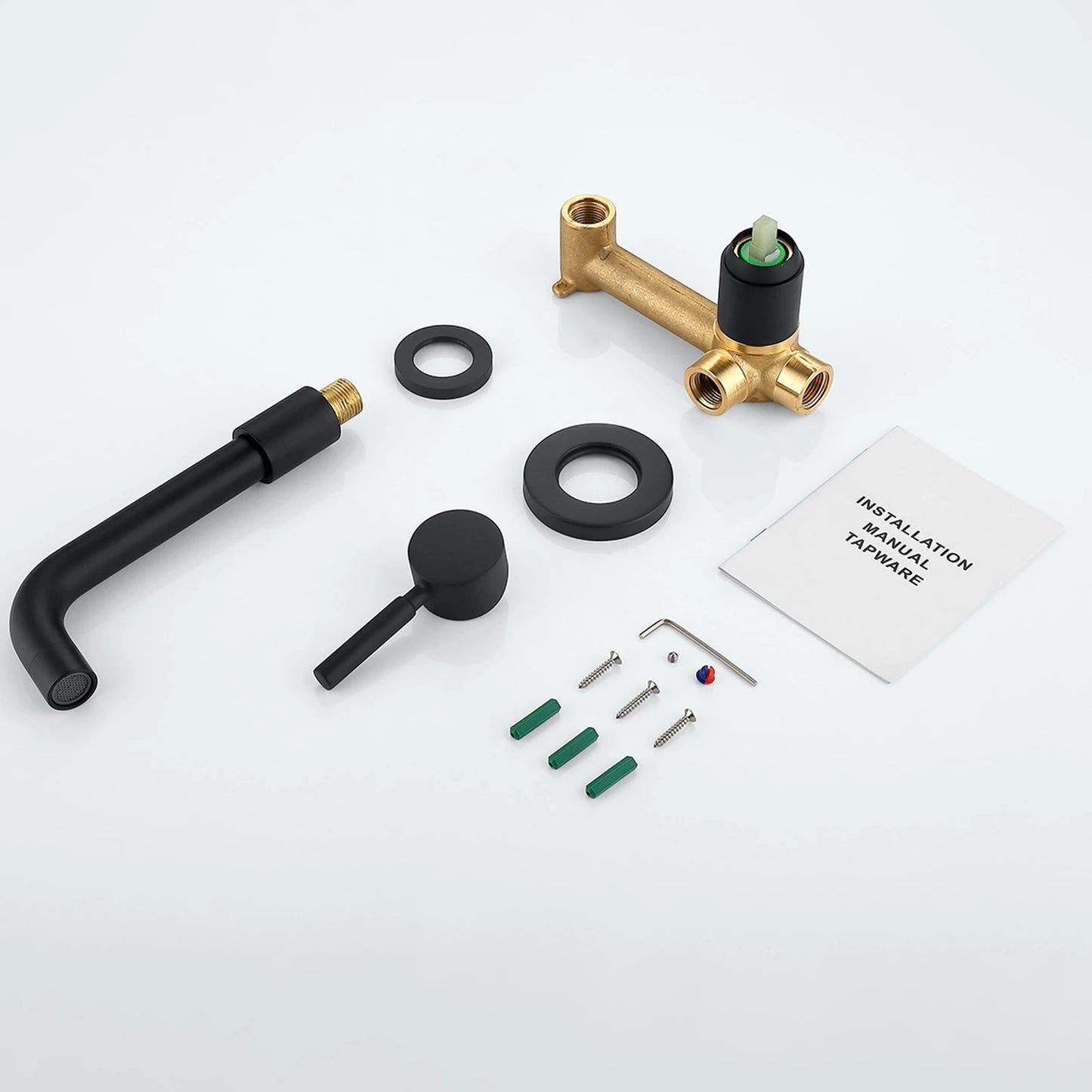 Wall Mounted Hot Cold Water Supply Matt Black Finish Brass Single Handle Wash Basin Mixer