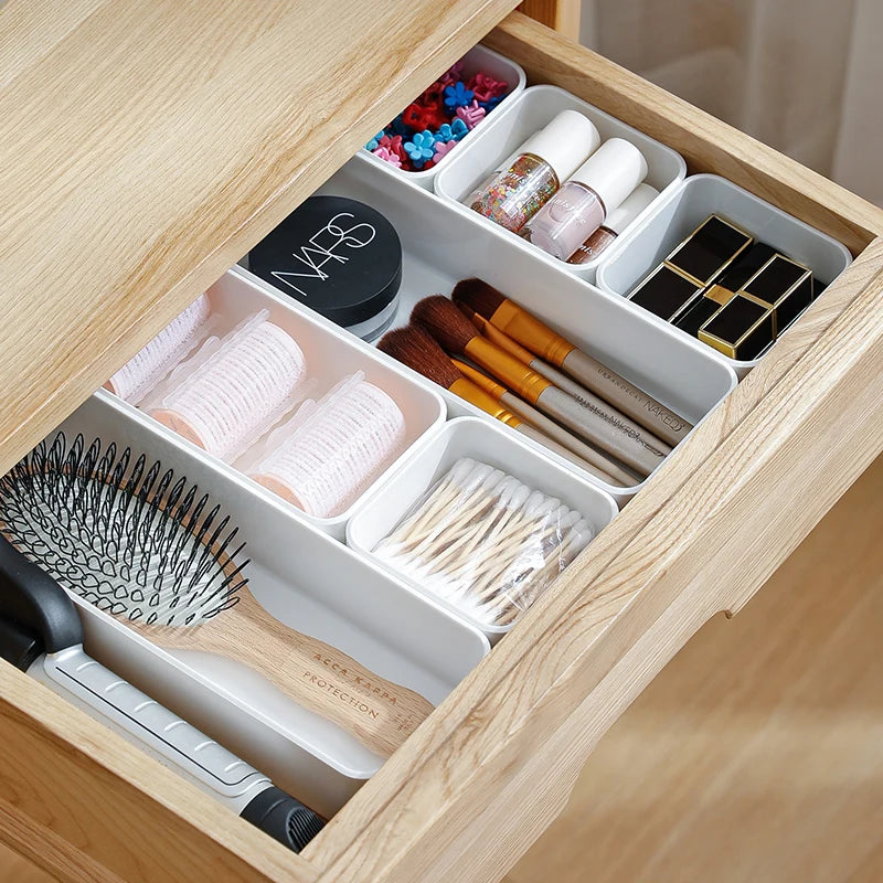 SHIMOYAMA White/Black Plastic Small Multifunctional Kitchen Storage and Tableware Drawer Divider Organizer for Kitchen