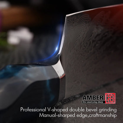 Color Resin Handle 73 Layers Japanese AUS 10 Chef Knife Set Damascus Steel Kitchen Knife Set