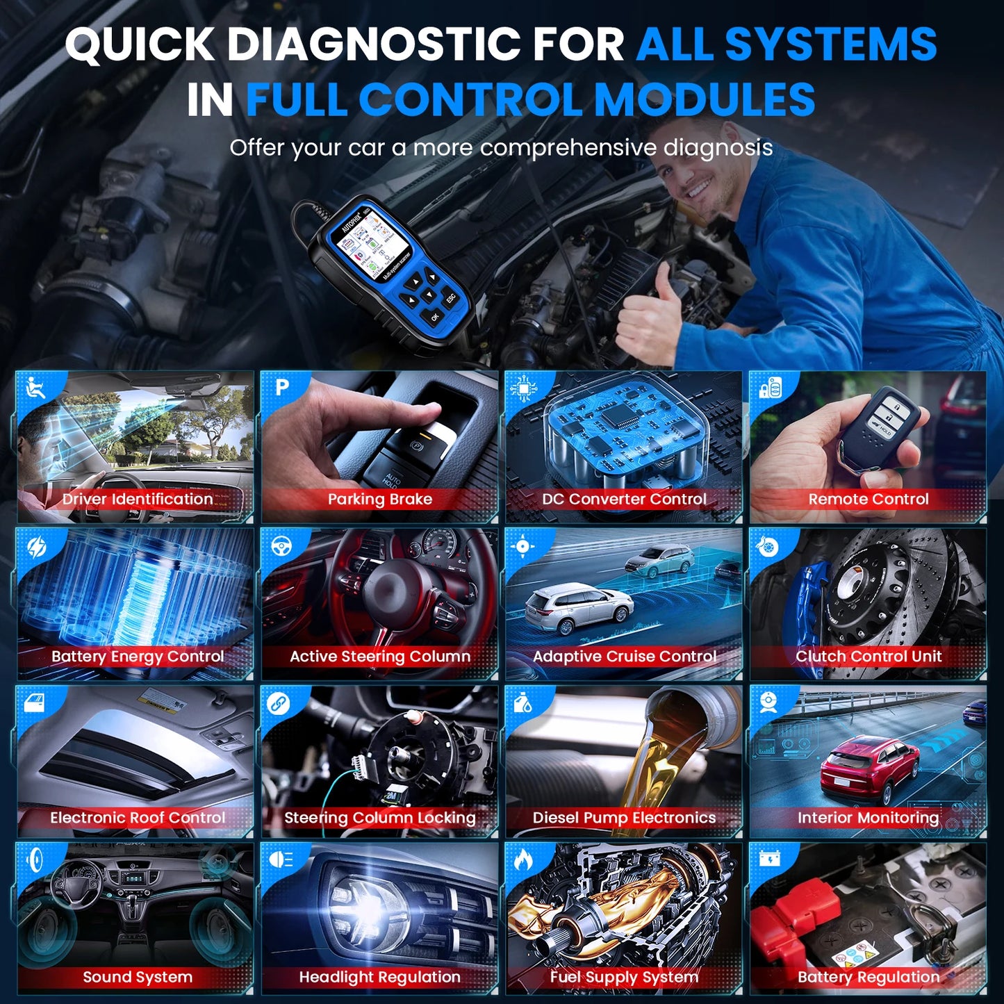 Autophix 5600 Full Systems Battery Registration Tool OBD2 Diagnostic Scan Code Reader for VW Audi Skoda Seat 1-Year Warranty