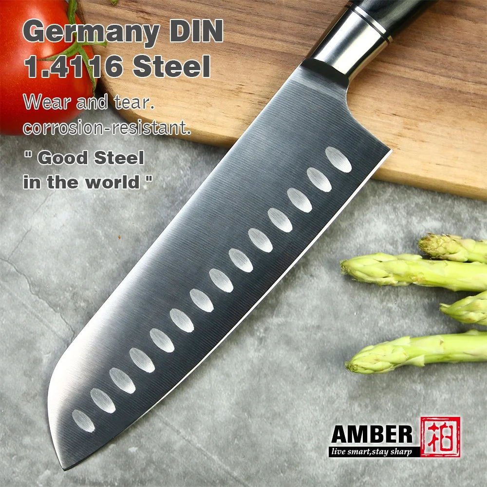 High Quality 14116 Stainless Steel 5cr15mov Forged Kitchen Santoku Knife