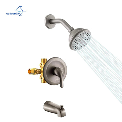 USA Free Shipping UPC Shower Combo Set Wall Mounted Brushed Nickel Shower Faucet Set with Tub Spout