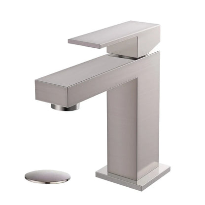 Aquacubic Bathroom Brushed Nickel Solid Brass CUPC UPC Single Hole Washroom Lavatory Basin Faucet for Stocks in USA