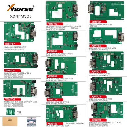 2025 Xhorse MQB48 No Disassembly No Soldering 13 Full Set Adapters XDNPM3GL Work with Multi-Prog, VVDI Prog, Key Tool Plus