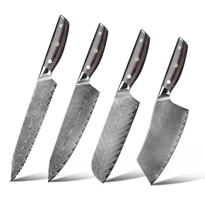 Professional Kitchen Knife High Quality Damascus Steel Chef Knife with Wood Handle Sharp Blade Utility Knife