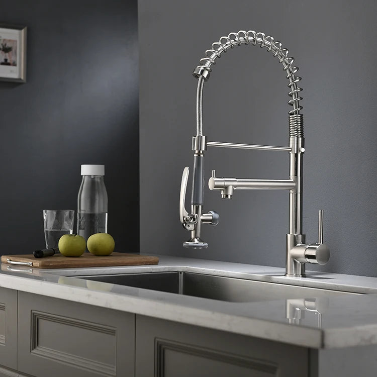 Modern Dual Handle Thermostatic Tap Contemporary Single-Hole Pull Kitchen Faucet American Kitchens Made China Kitchen Faucet