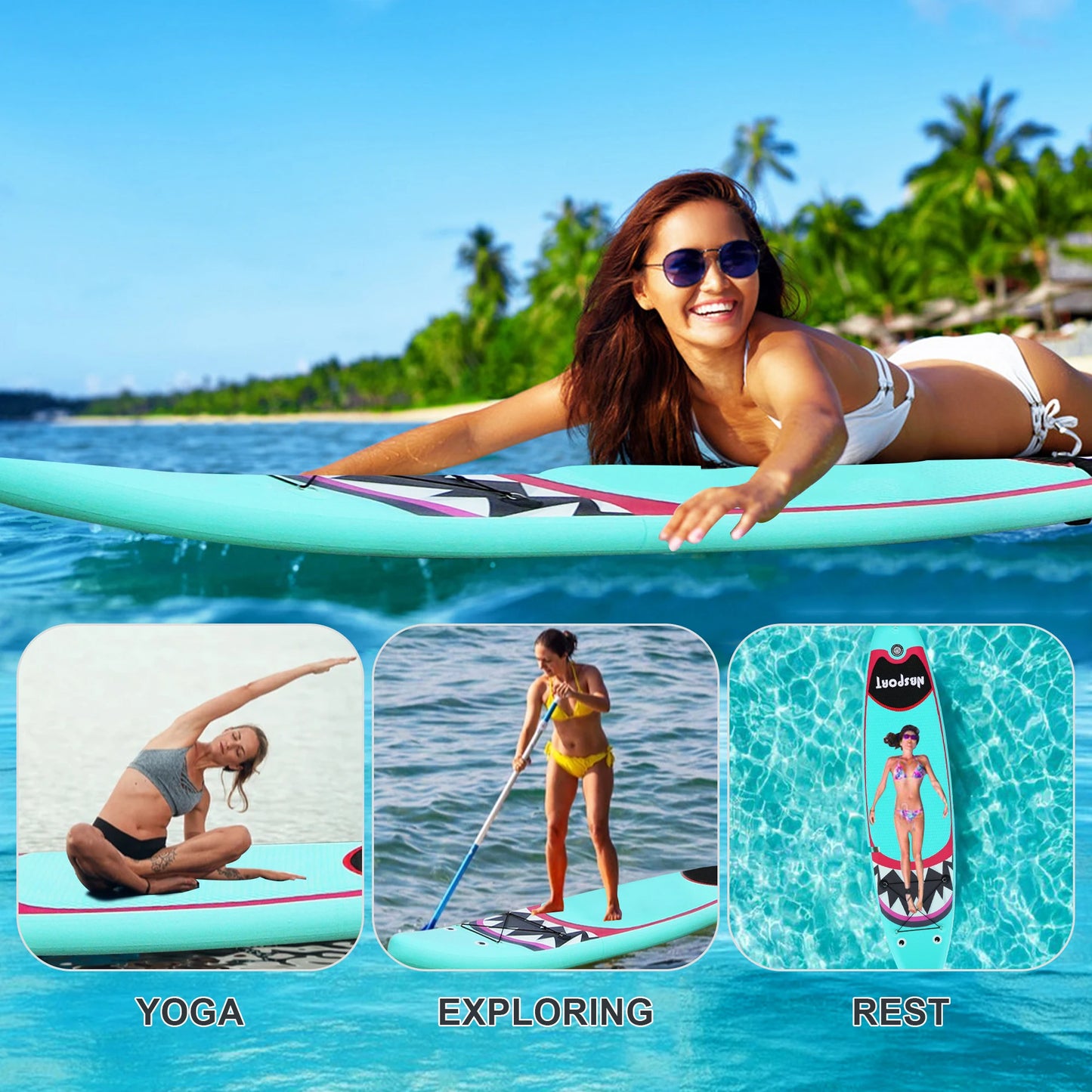 3M Inflatable Surfing Paddle Board comfort Grip Inflatable Stand up Jet Board