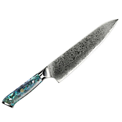 Professional Damascus VG 10 Steel Core 67 Layers Stainless Steel Abalone Handle Kitchen Knives Set