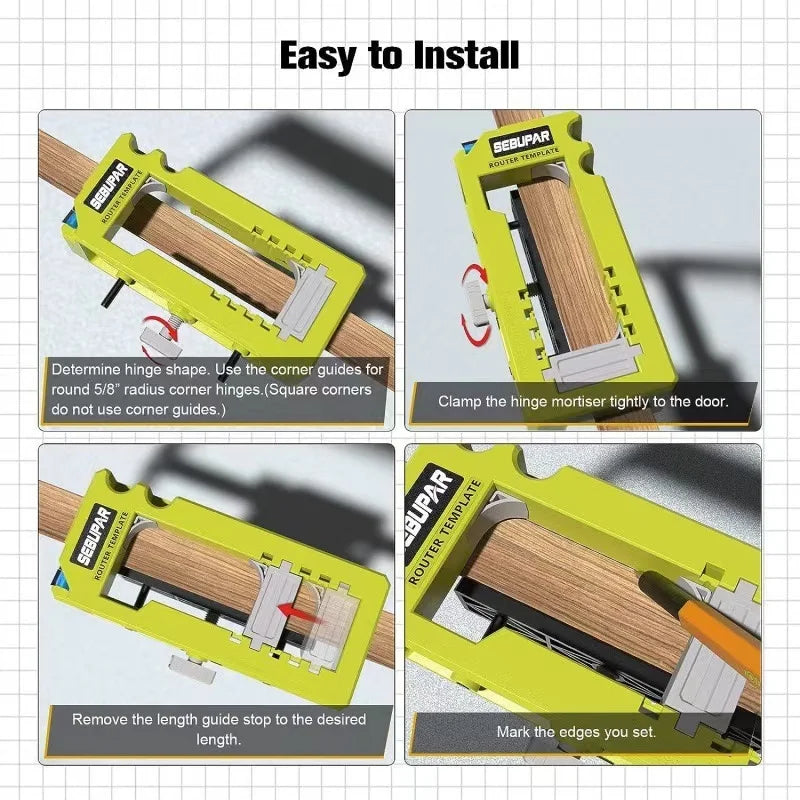L-HT1283 Door Hinge Installation Router Template Kit 3 Inch to 5 Inch Length, 1/4 or 5/8 Thickness. Door Hinge Router Template