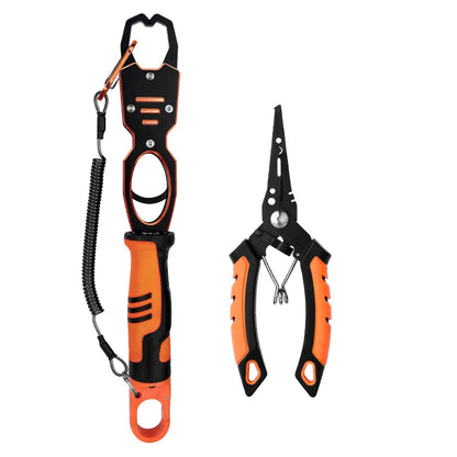 Selco Anti Slip Fish Lip Grabber Portable Fishing Grip Tool with Lanyard and Storage Bag