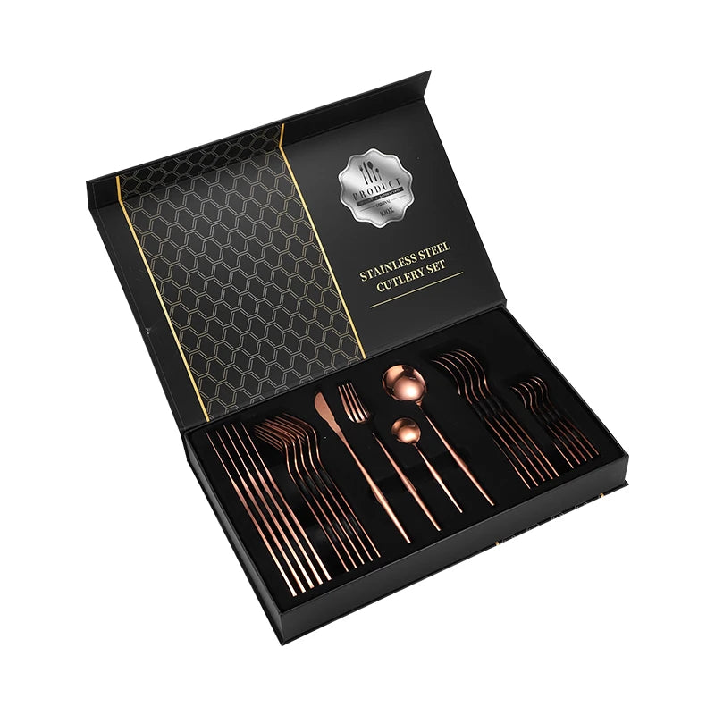 Western Kitchen Dinnerware Silverware Flatware Set Stainless Steel Flatware Set Cutlery Service for 6