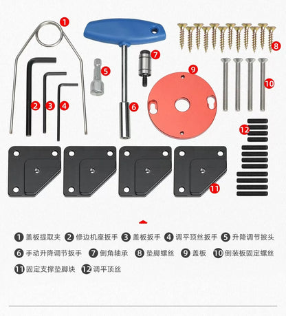 L-HT1211 Trimming Machine Flip Lifting Table Woodworking Fine Adjustment Lifting Milling Cutter Chamfer Table Carving Grooves