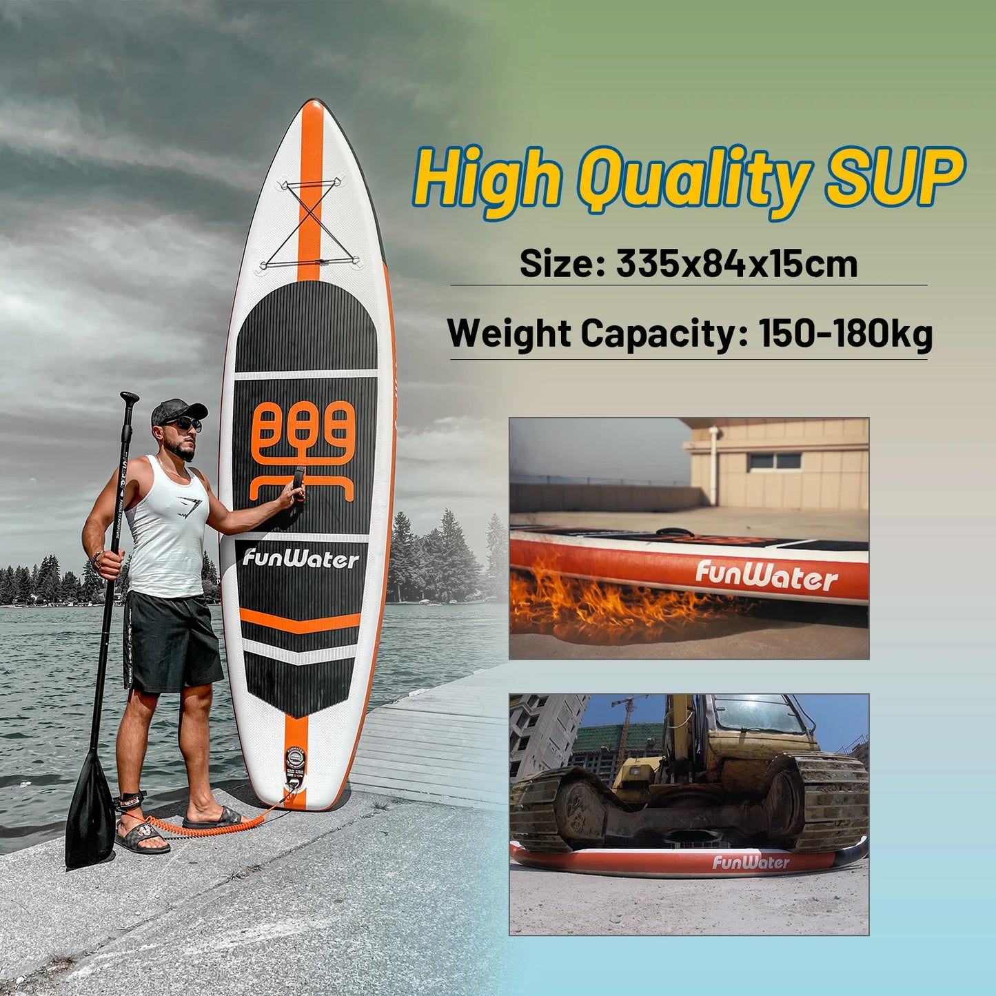 FUNWATER Dropshipping OEM 11' sup Paddle Board Inflatable sup Set Stand up Paddle Board sup Paddle Surfboard