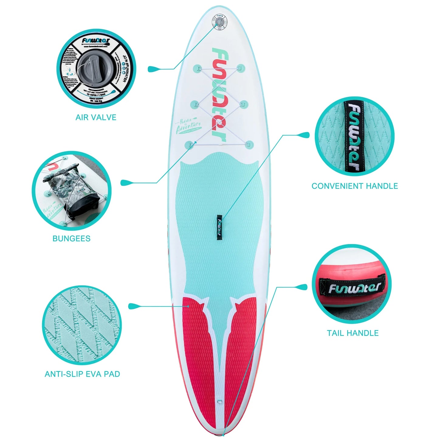FUNWATER Dropshipping OEM 11' Blue Wholesale sup Inflatable Paddle Soft Top Surf Board Standup Paddle Board Water Sports