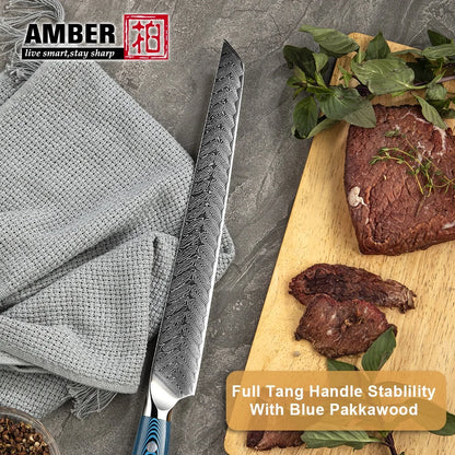 Amber Blue Pakkawood Handle Fillet Fish Japanese Sashimi Knife Yanagiba Knife Sushi Knife