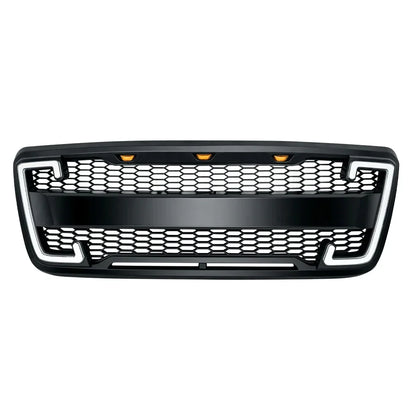 US Stock Raptor Style Mesh Grille W/DRL & Turn Signal Lights for 2004-2008 Ford F150 - Matte Black