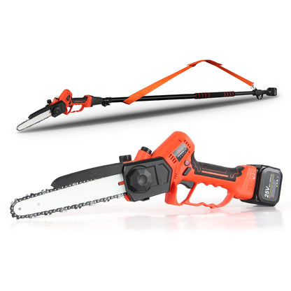 8 Inch Mini Chain Saw Battery for Wood Cutting, Trimming, Battery Chain Saw Long Reach Cordless Telescoping Pole Chain Saw