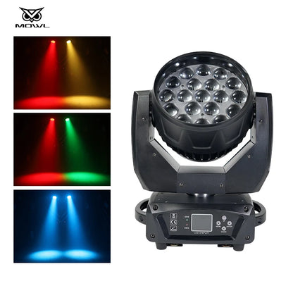 USA American Warehouse Free Shipping 19x15w RGBW 4in1 DMX Zoom Wash LED Moving Head Light