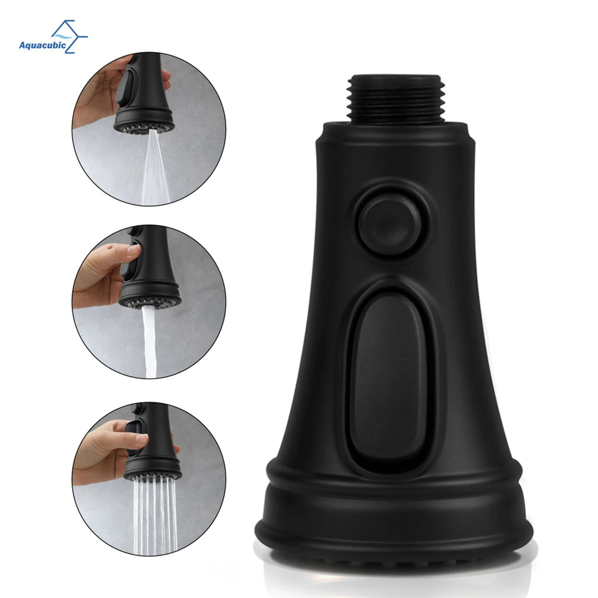 USA Stock Matte Black 3 Modes Kitchen Sink Faucet Sprayer Attachment Pull Out Spray Head Replacement for G1/2 Connector