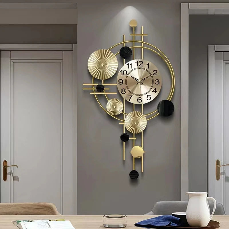 78*45 Large Dropshipping 2025 Modern Luxury Wall Hanging Decorative Metal Watch Home House Decor Living Room Quartz Silent Clock