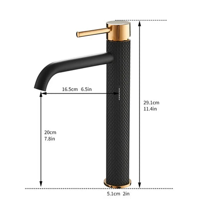 For FLG OEM Modern Luxury Antique Basin Faucet Blackened Brass Bathroom Tap with Ceramic Valve Core Free Spare Parts