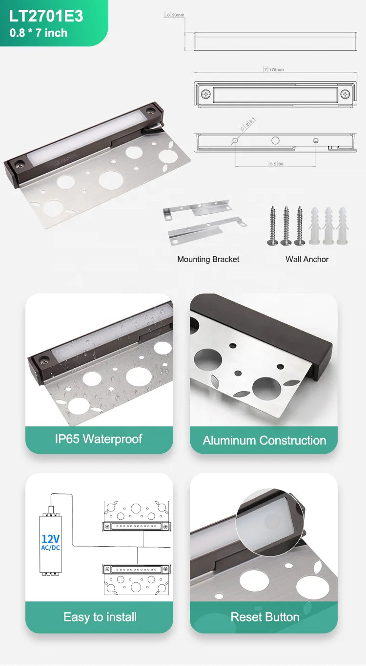 USA Warehouse Low Voltage IP65 Waterproof Adjustable CCT Rgbw BT Smart 12V Retaining Wall 7 Inch Led Paver Hardscape Light