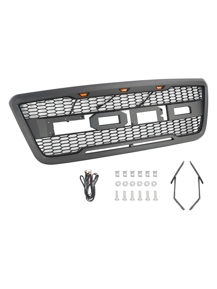 For Ford F150 2004-2008 Grill Raptor Style Front Grille with LED Light and Letter USA Stock Fast Delivery Car Grille