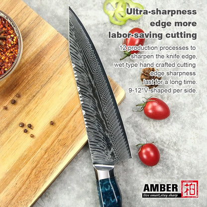 Yangjiang Amber All Purpose Colorful Custom Handmade Japan Demascus Cooking Kitchen Knives