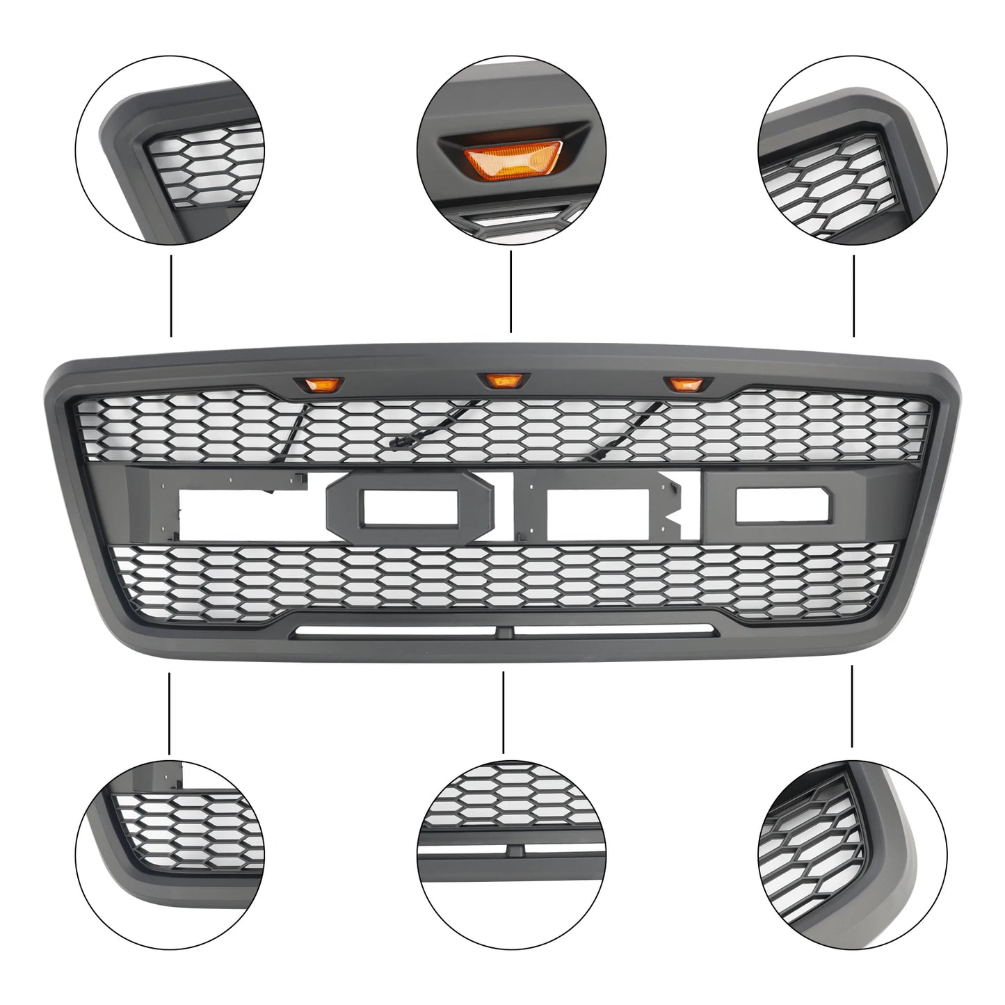 For Ford F150 2004-2008 Grill Raptor Style Front Grille with LED Light and Letter USA Stock Fast Delivery Car Grille