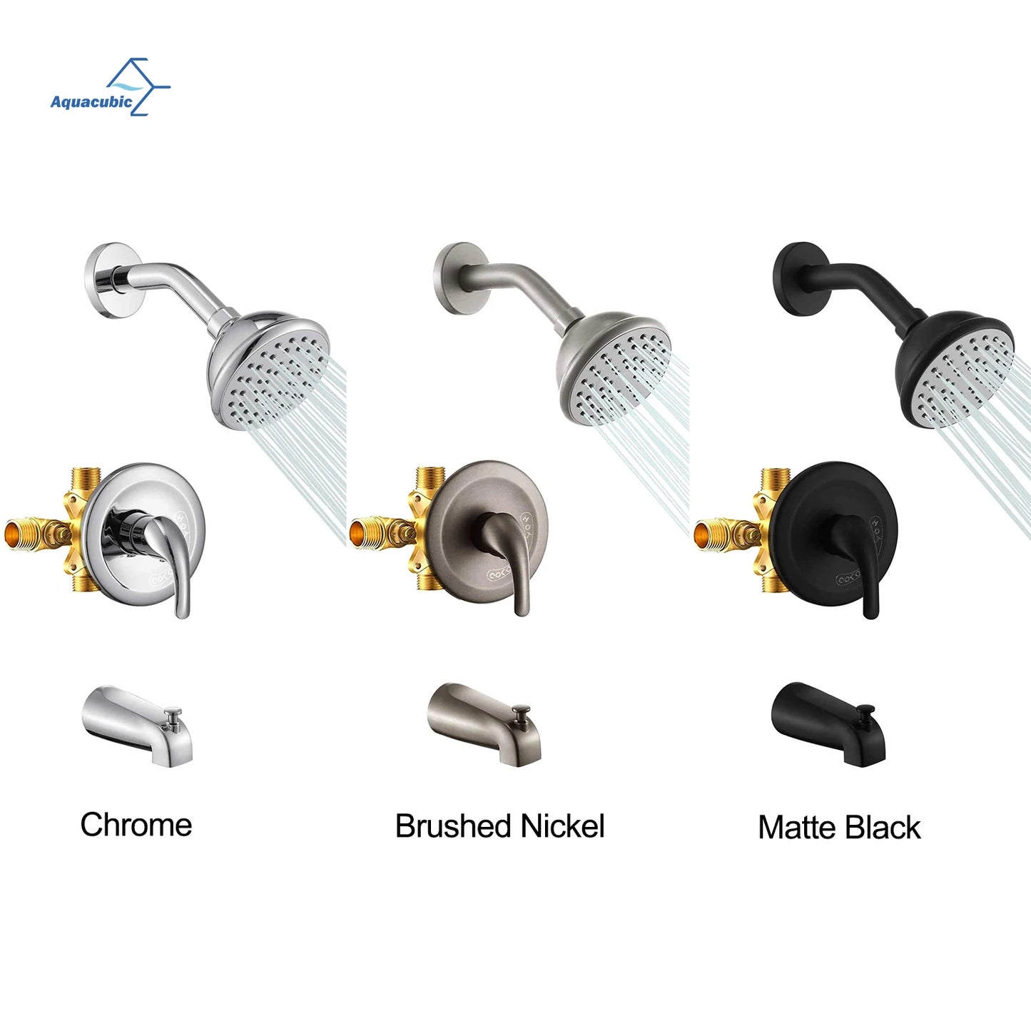 USA Warehouse Delivery Bathroom Wall Mounted Shower Faucets with Pressure Balance Valve and Tub Spout