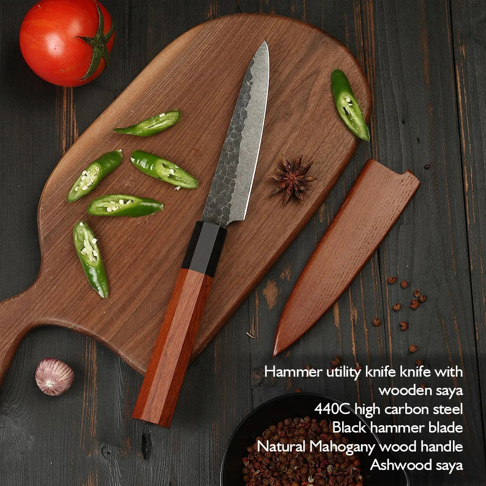 5 inch Air Foring Hammer 440C Carbon Steel Utility Kitchen Knife