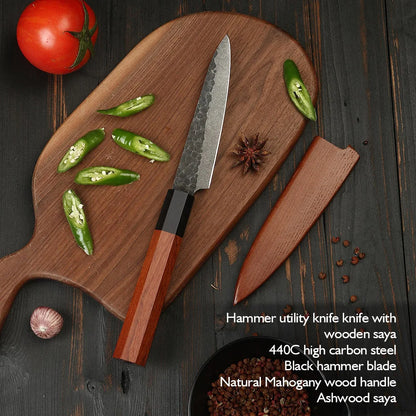 5 inch Air Foring Hammer 440C Carbon Steel Utility Kitchen Knife