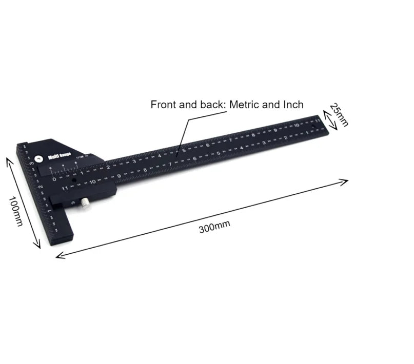 L-HT161 Multi Woodworking Sliding Gauge Aluminum Alloy Scribe Ruler Depth Gauge T-Square Scribing Measuring Tools Marking Gauge