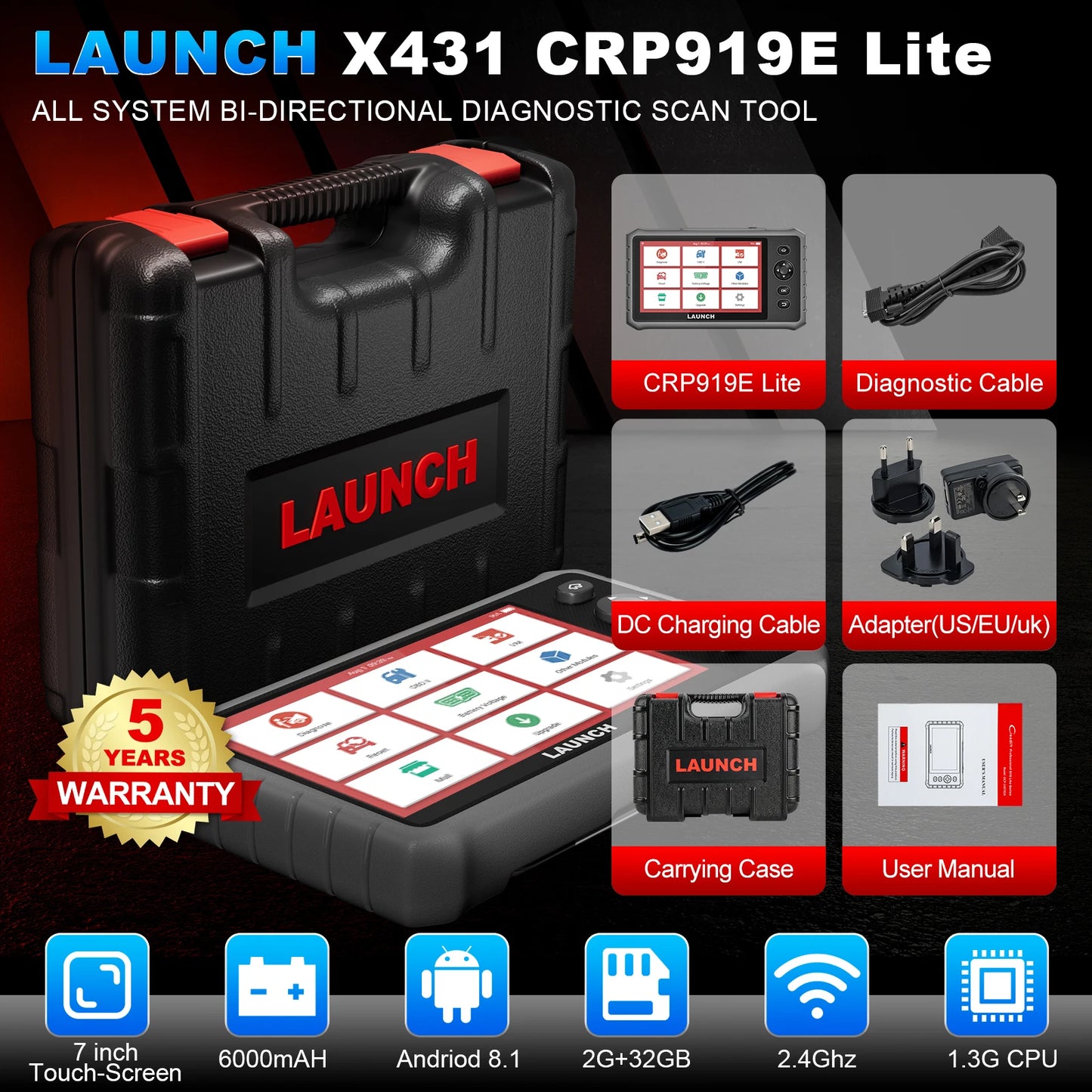 2025 New Launch CRP919E Llite Bi-directional Scan Tool With FCA AutoAuth All System OBD2 Diagnostic Tool