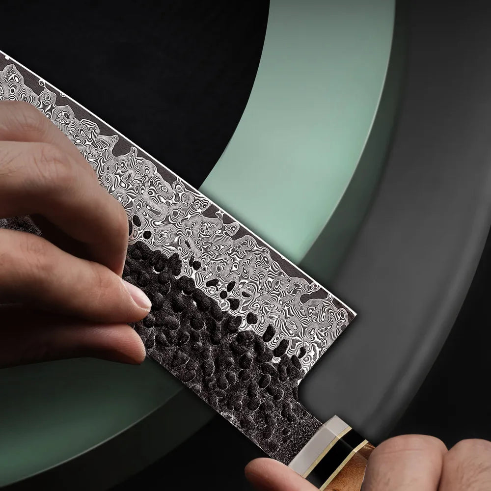 Amber Black Forged Blade Chefs Kitchen Knife Vg10 67 Layers Damascus Steel Japanese Chef Knife With Resin Handle