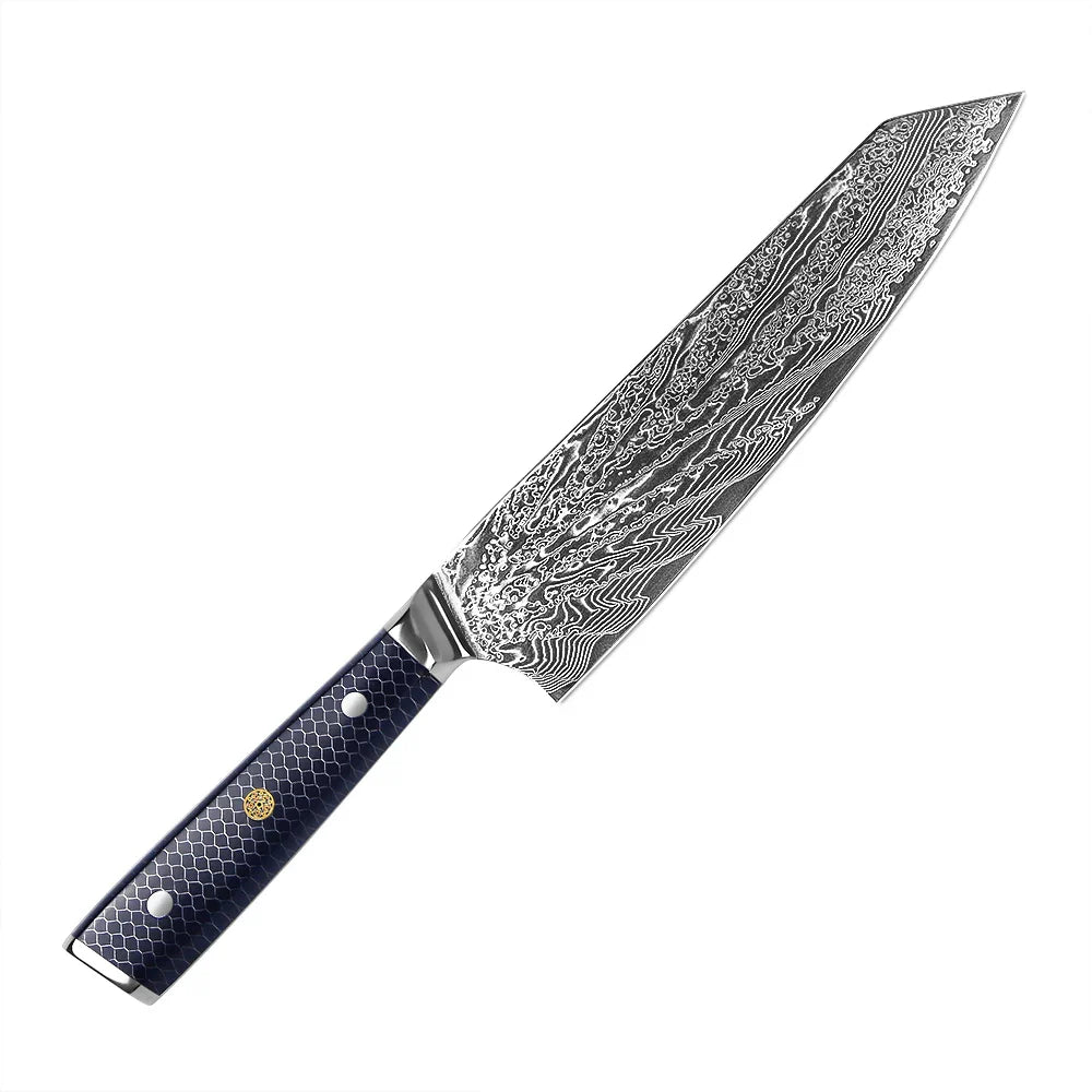YANGJANG AMBER Premium Honey Comb Resin Handle Damascus Steel Vg10 Japanese Knife Sets, kitchen knife size - 9 INCH